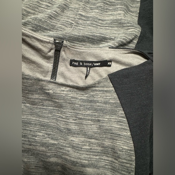 Rag & Bone Knit Sheath Dress Scoop Neck Back Zipper Mini Moto Black Grey XS - Picture 9 of 9